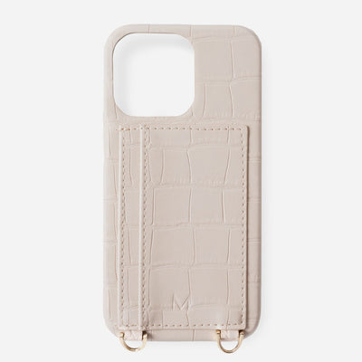 Phone Case with Strap Card Holder for iPhone 14 Plus in White color
