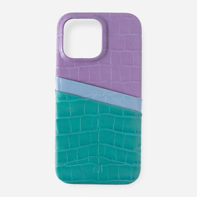Purple Green 3tone iPhone Case with Card Holder 15 Pro Max
