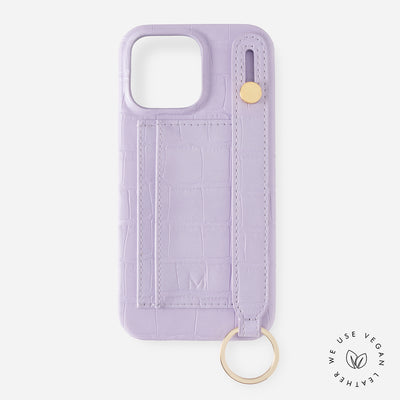 iPhone 15 Plus Case with Hand Strap Card Holder in Purple