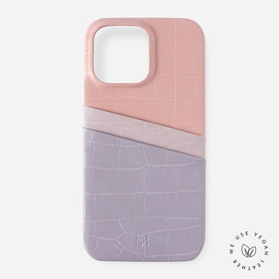 Pink 3tone Color iPhone Case with Card Holder 15 Pro Max