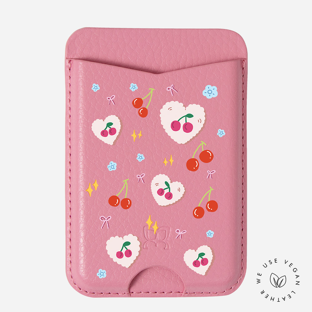 Twinkle cherries Sweetheart bows - Personalized Pebbled MagRing Card Wallet