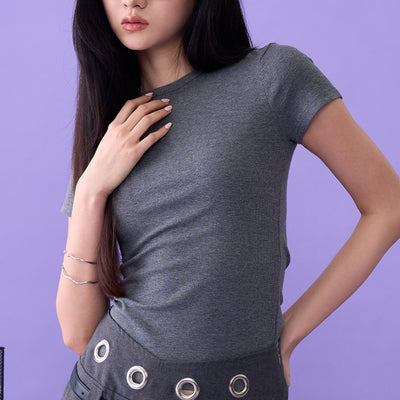 Ribbed Short Sleeve T-Shirt