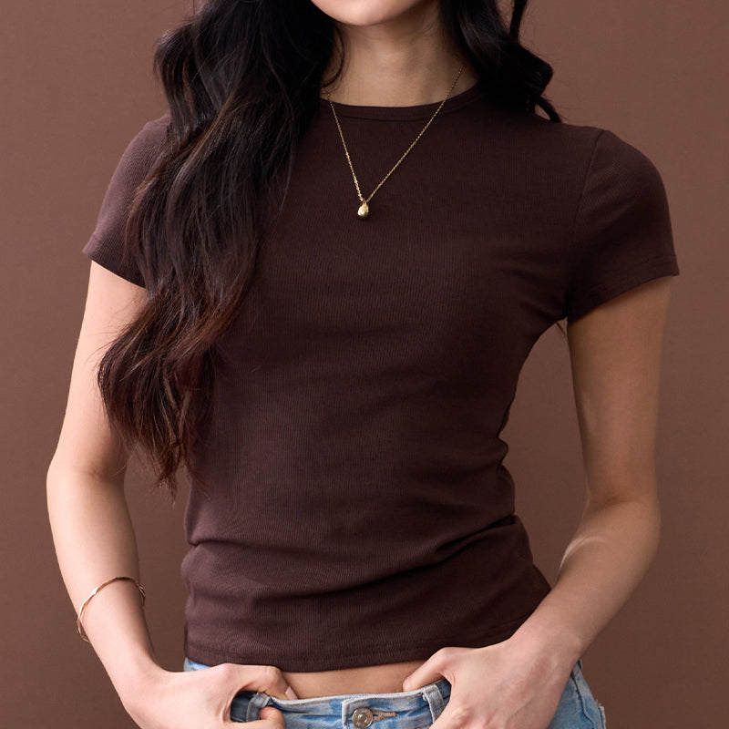 Ribbed Short Sleeve T-Shirt