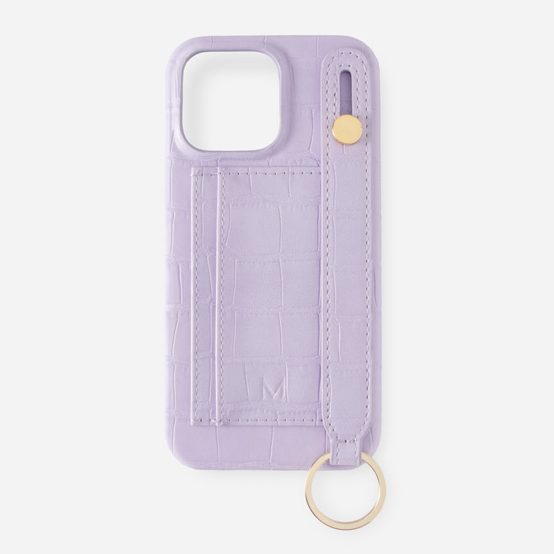 iPhone Case with Hand Strap Card Holder Phone 15 Pro Max in Purple