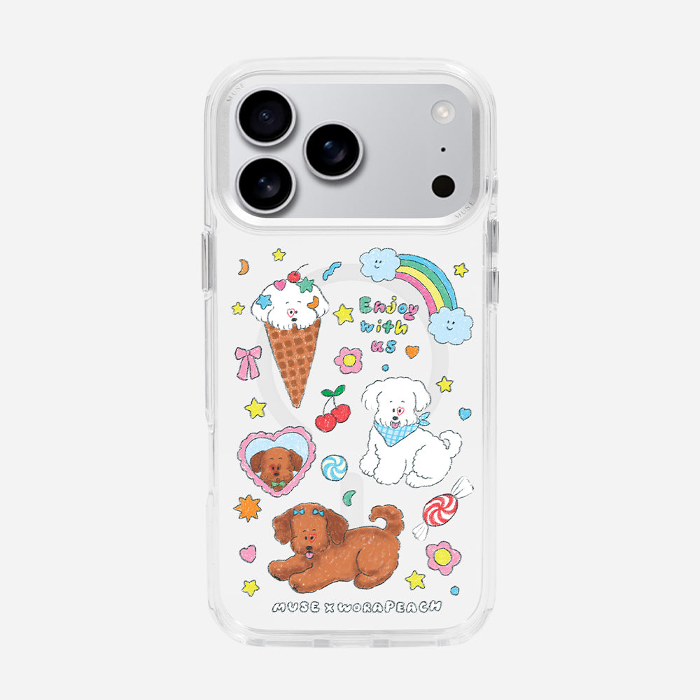 Maltese & Maltipoo ‘Muse x Worapeach’ Clear Case With MagRing Personalized Phone Case