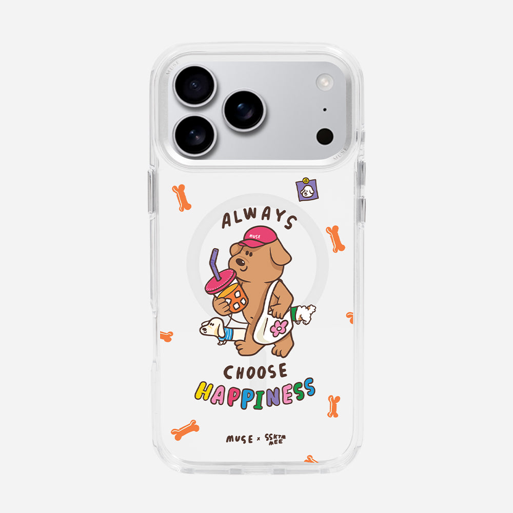 Always choose happiness 'MUSE x SSKTMMEE’ Clear Case With MagRing Personalized Phone Case