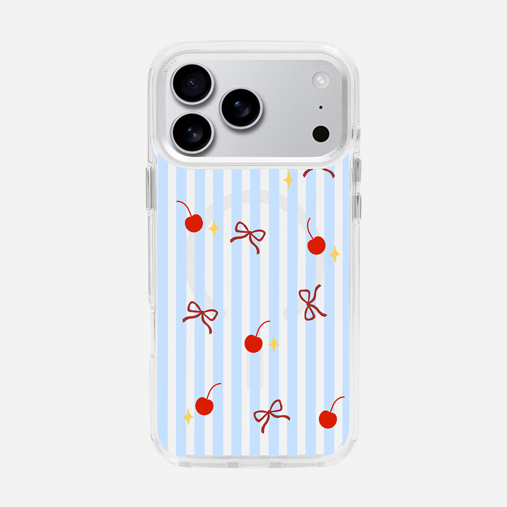 Cherry Pop Stripes ‘MUSE Your Way’ Clear Case With MagRing Personalized Phone Case
