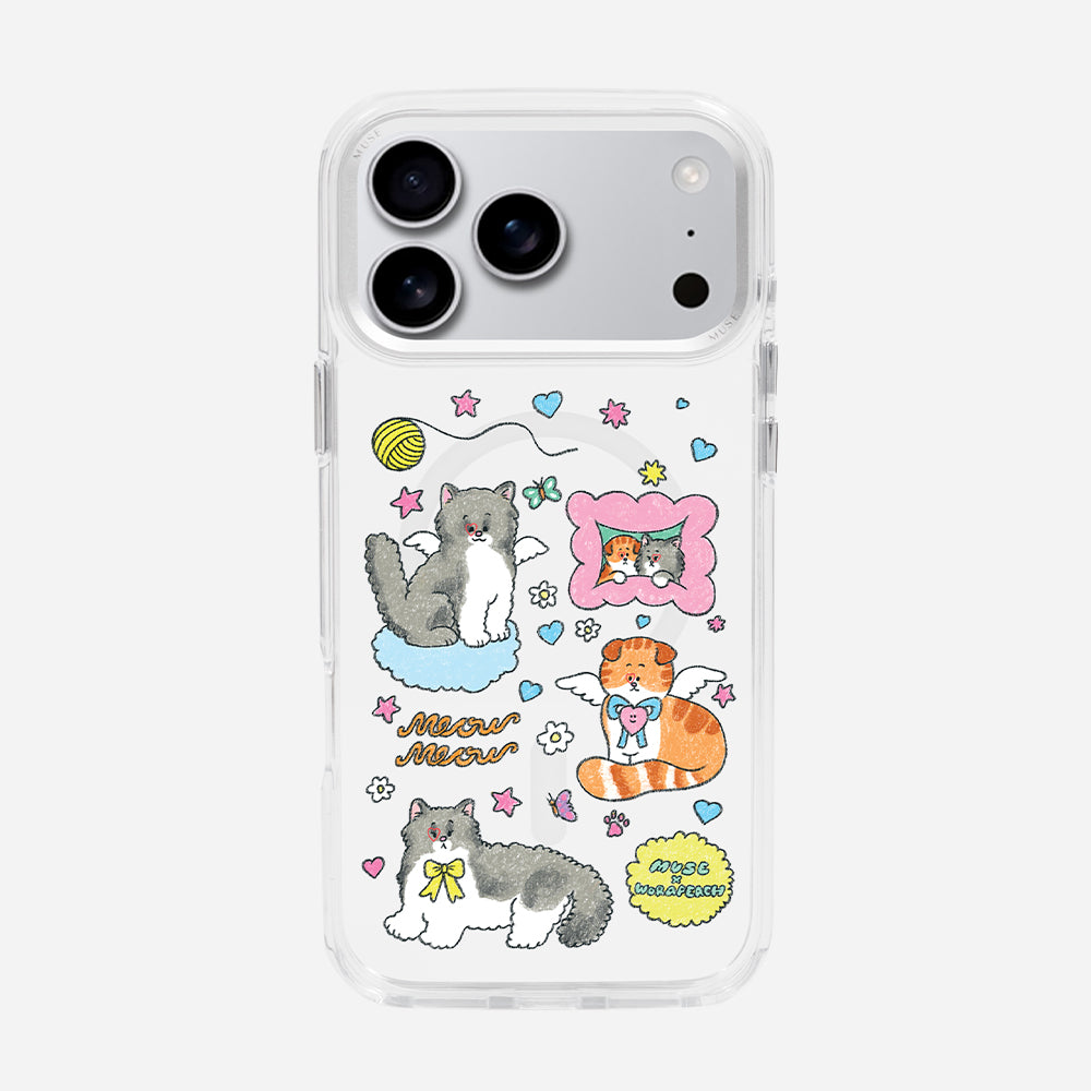 Cutie Cats ‘Muse x Worapeach’ Clear Case With MagRing Personalized Phone Case