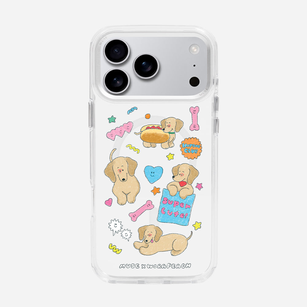 Dachshund ‘Muse x Worapeach’ Clear Case With MagRing Personalized Phone Case