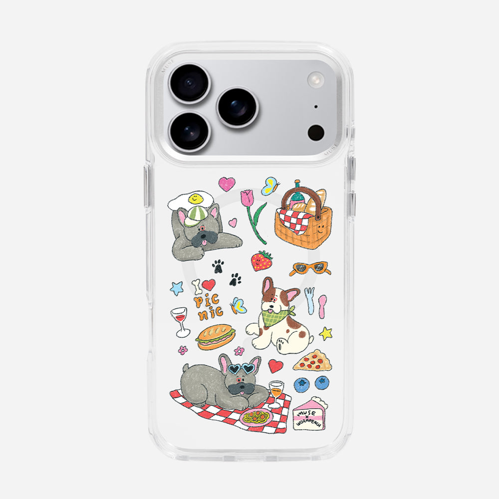 French Bull Dog ‘Muse x Worapeach’ Clear Case With MagRing Personalized Phone Case