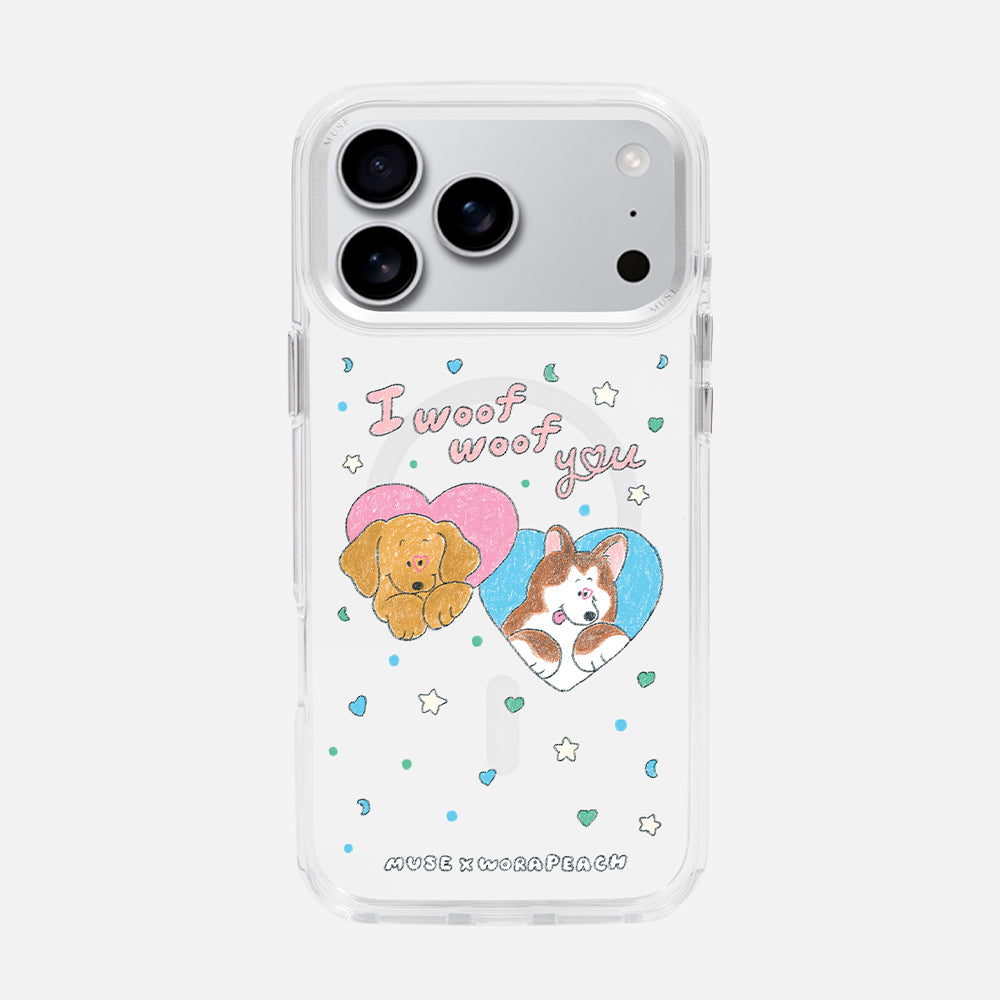 I Woof Woof You ‘Muse x Worapeach’ Clear Case With MagRing Personalized Phone Case