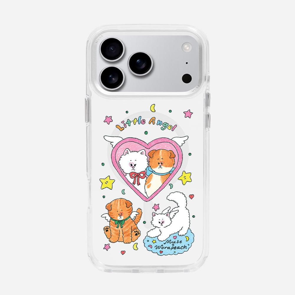 Little Angel Cats ‘Muse x Worapeach' Clear Case With MagRing Personalized Phone Case