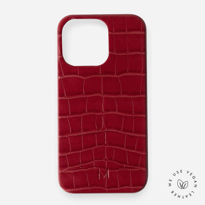 iPhone Phone Case 14 Pro Max in Maroon vegan leather color