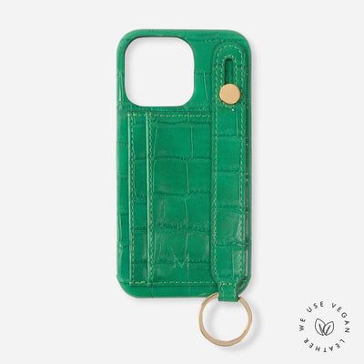 iPhone Case with Hand Strap Card Holder iPhone 14 Pro in Green color