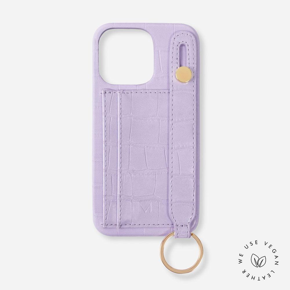 iPhone Case with Hand Strap Card Holder iPhone 14 in Violet color