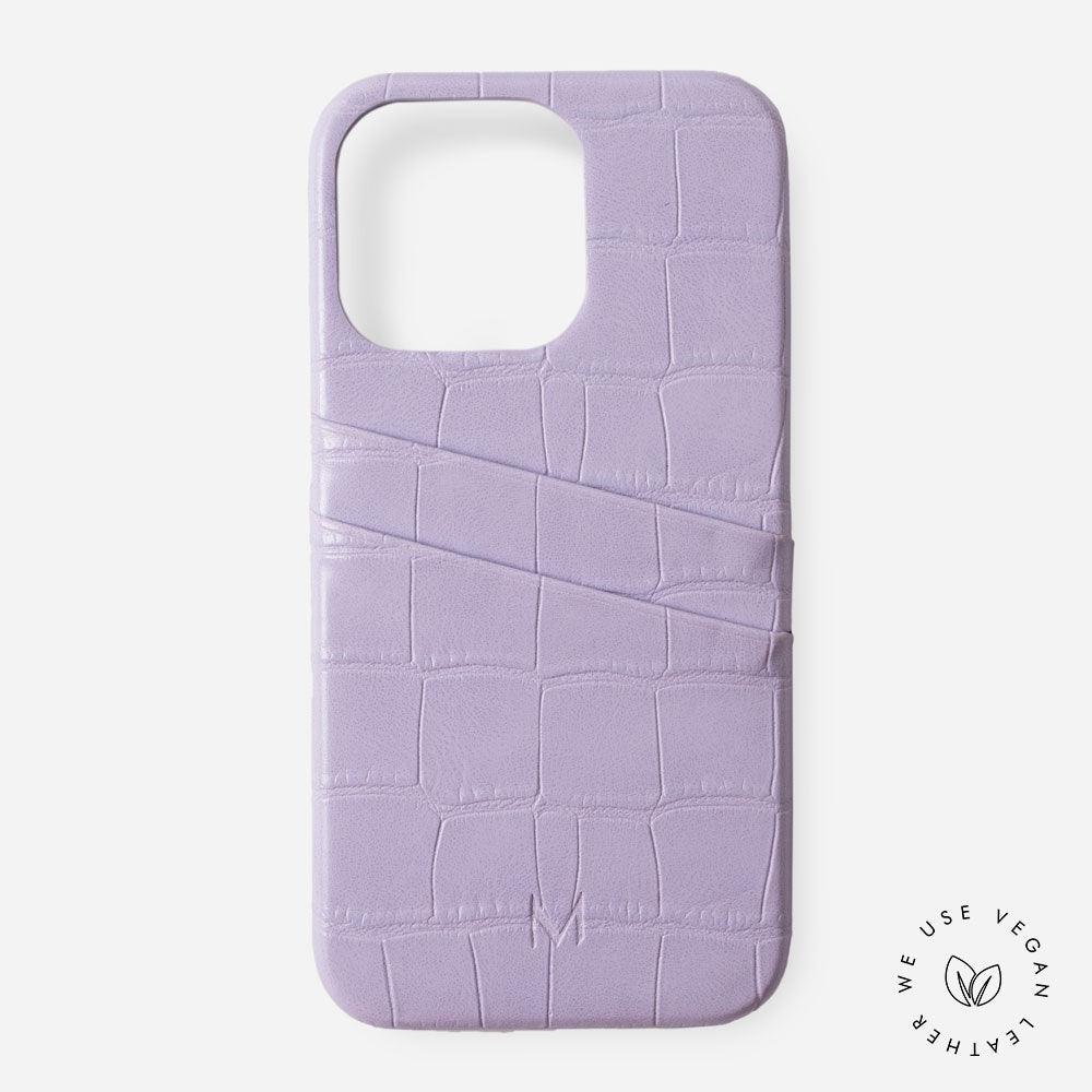 iPhone 14 Pro Phone Case with Card Holder in purple