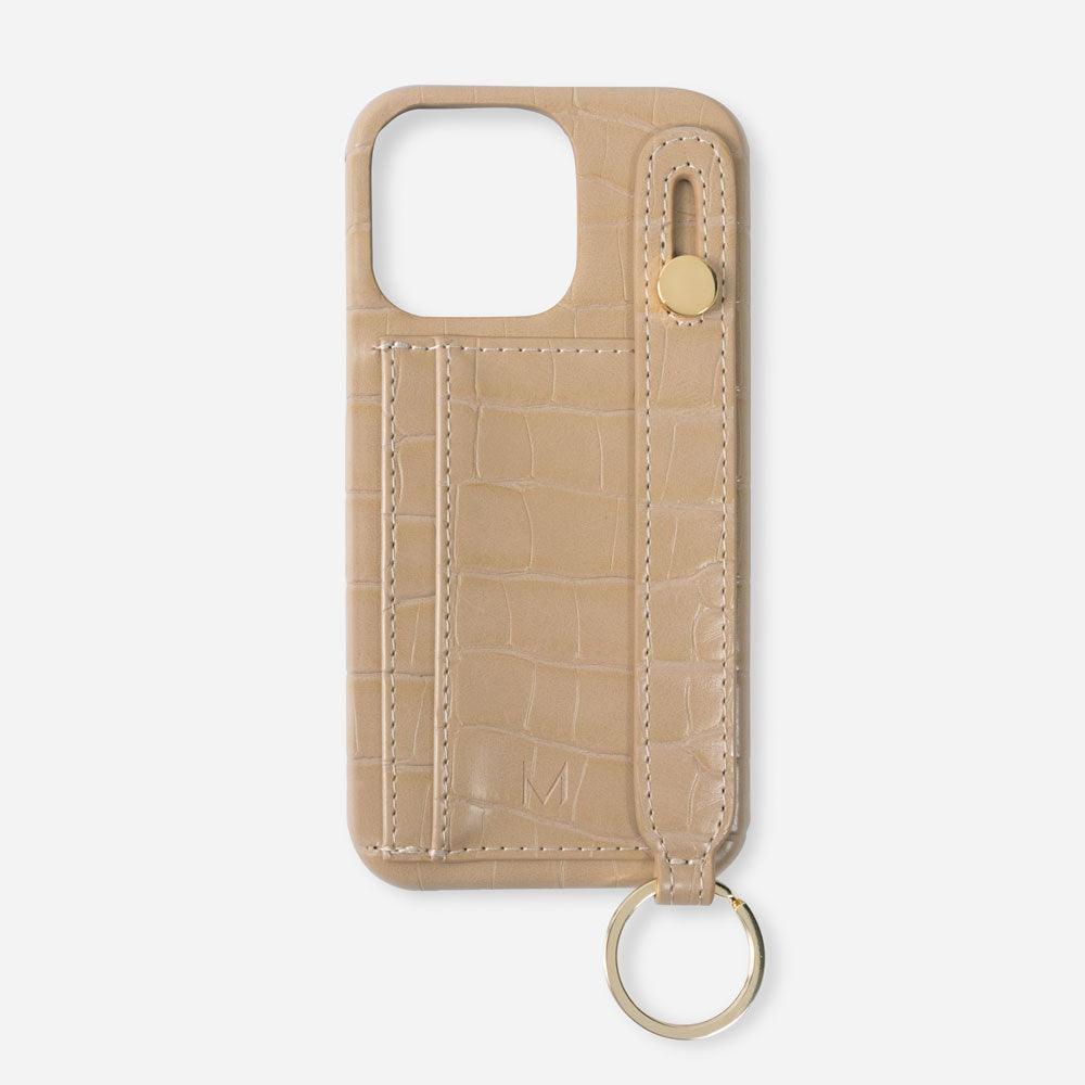  iPhone Cases with Hand Strap Card Holder iPhone 14 Pro Max in Light Brown color