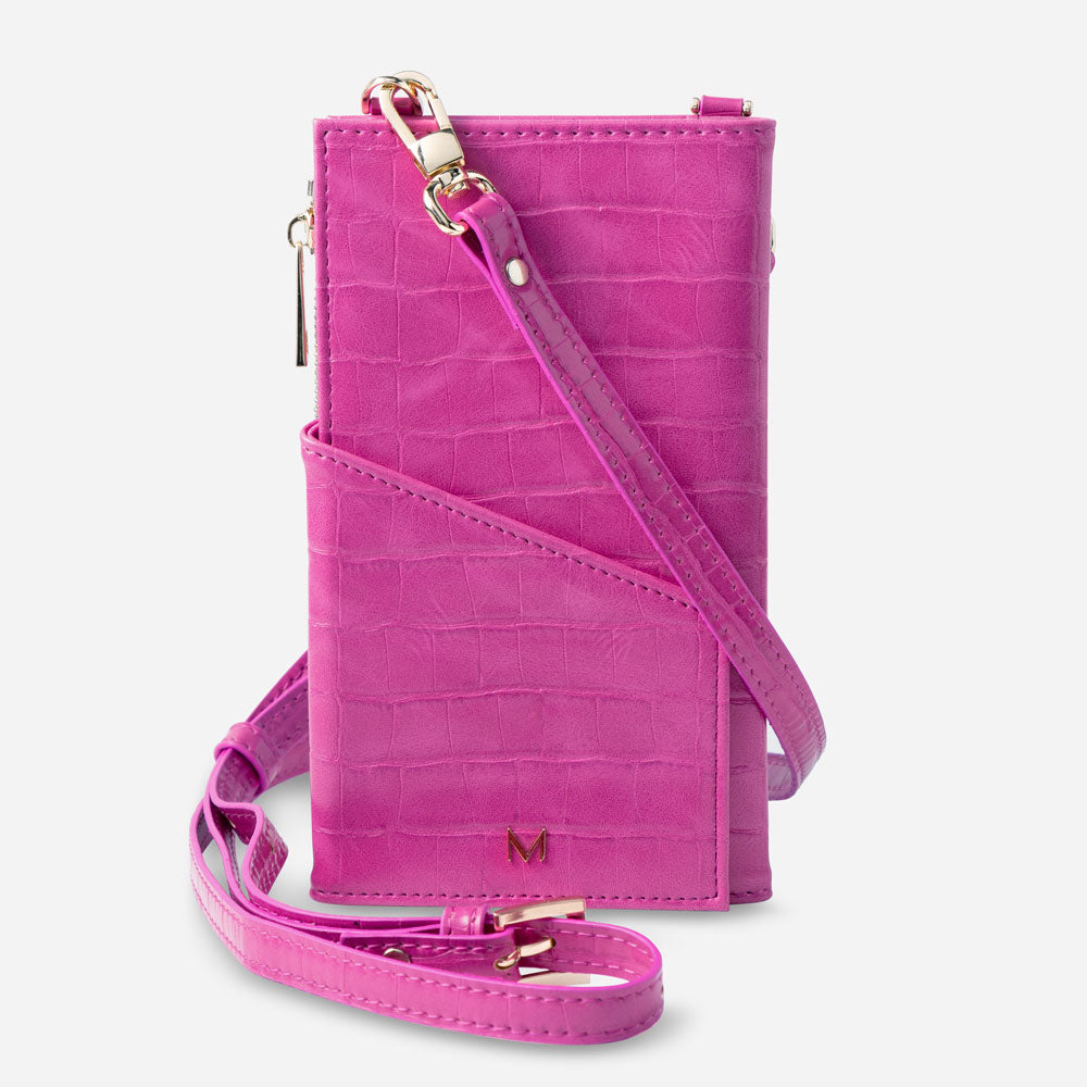 Passport Holder with Strap in Pink