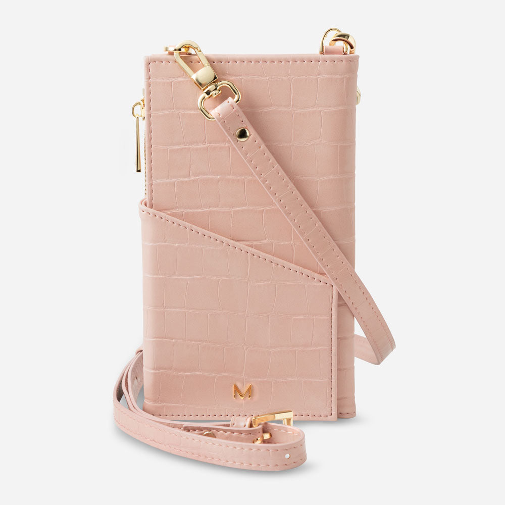 Passport Holder with Strap in Peach