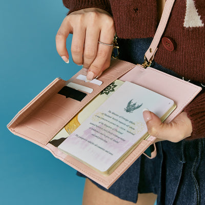 Passport Holder with Strap in Yellow and Pink